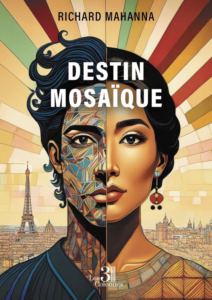 Couverture du roman Destin Mosaïque de Richard Mahanna, un roman d'amour mystique sur les âmes sœurs, la réincarnation et l’amour intemporel.
