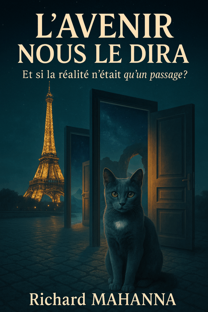 Couverture du roman d’anticipation mystique L’avenir nous le dira, une fiction entre mondes parallèles, éveil intérieur et projections du futur